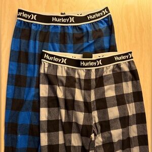 Two pair Hurley boys Checkered-pajamas pants lot - Blue and Gray-lightweight